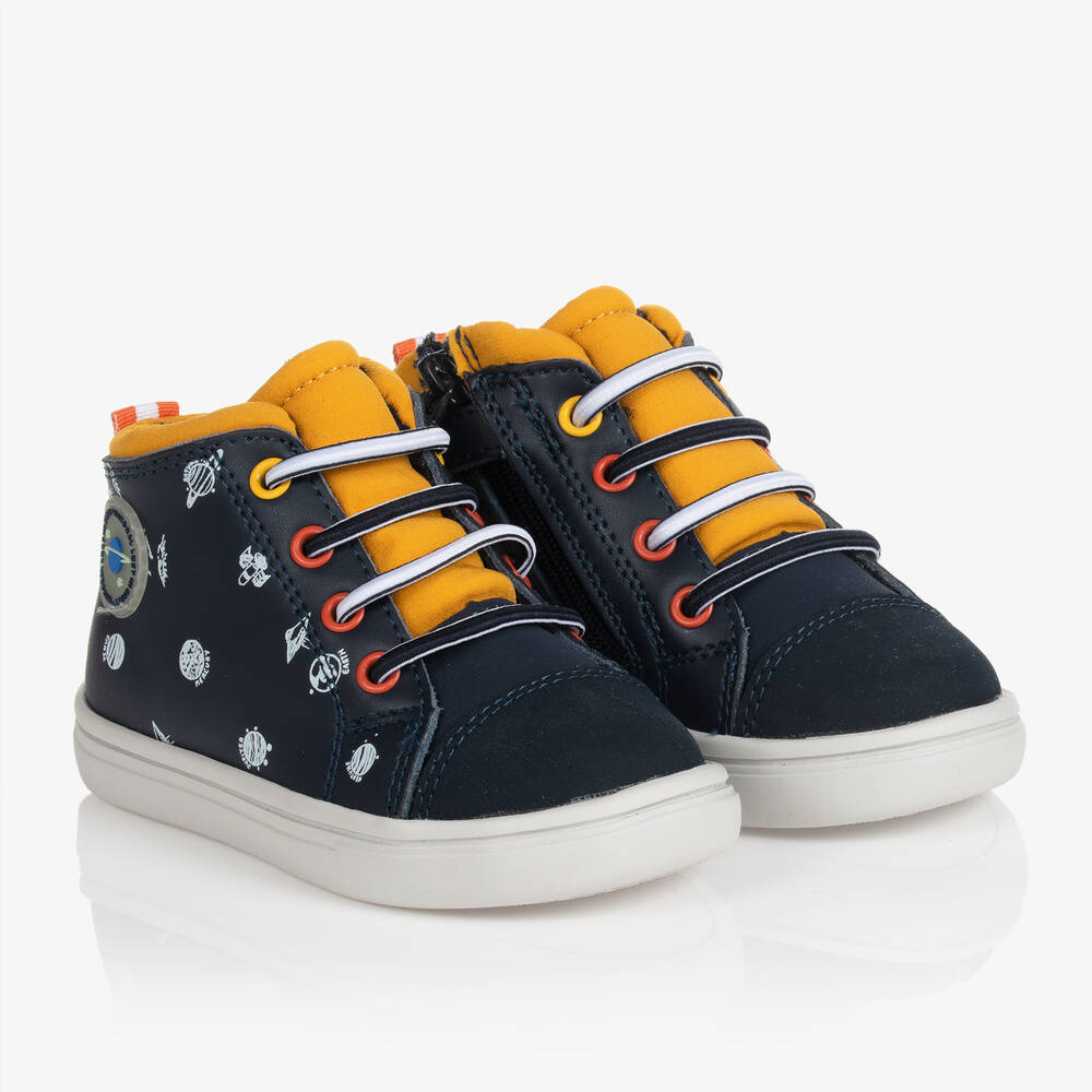 Mayoral - Boys Blue Leather Trainers | Childrensalon