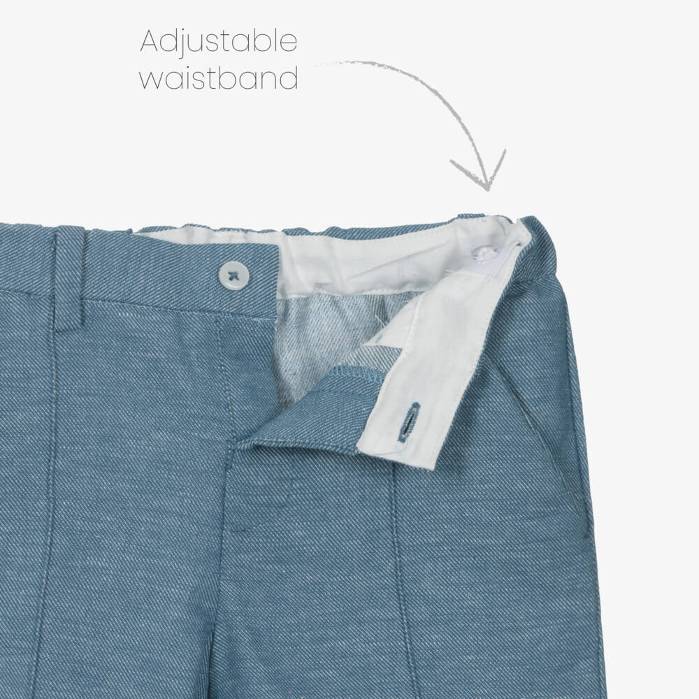 Mayoral-Boys Blue Linen-Blend Woven Shorts | Childrensalon Outlet
