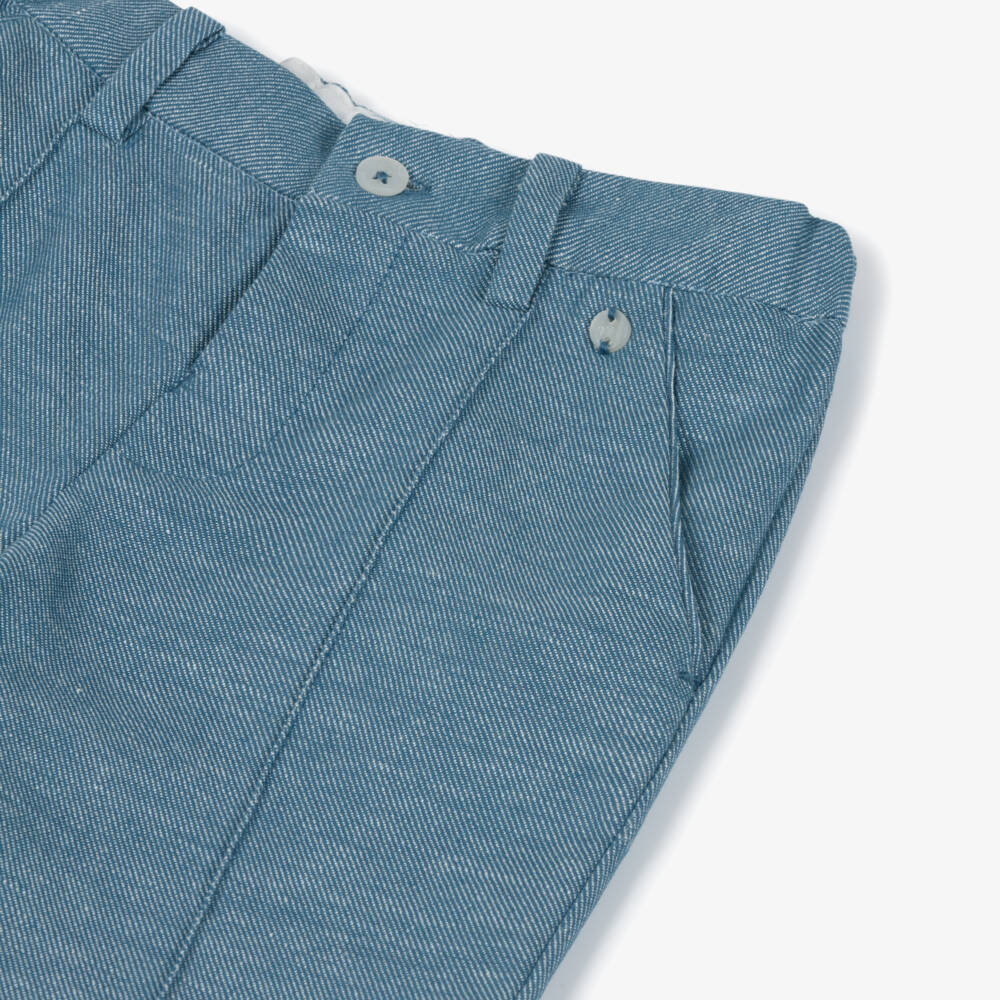 Mayoral-Boys Blue Linen-Blend Woven Shorts | Childrensalon Outlet