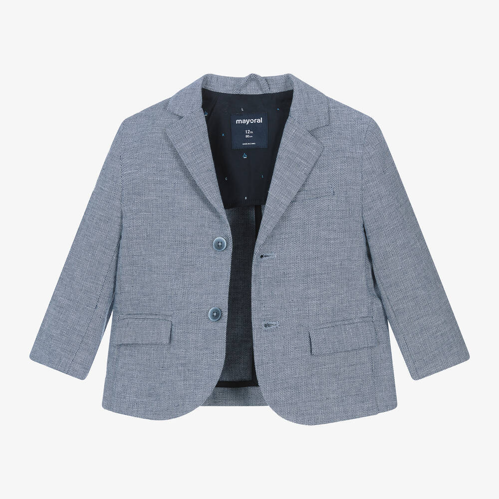 Mayoral-Boys Blue Marl Cotton & Linen Blazer | Childrensalon Outlet