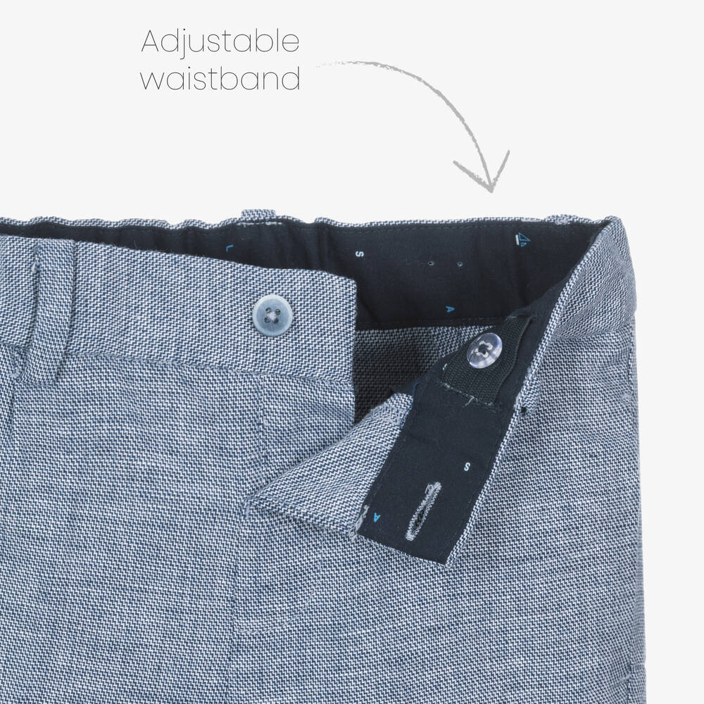 Mayoral-Boys Blue Marl Cotton & Linen Trousers | Childrensalon Outlet
