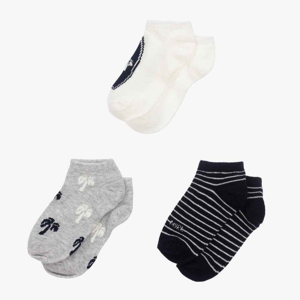 Mayoral-Boys Blue Palm Tree Socks (3 Pack) | Childrensalon Outlet