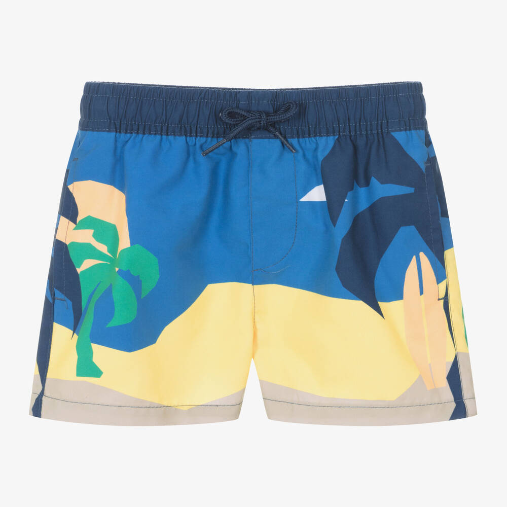 Mayoral-Boys Blue Palm Tree Swim Shorts | Childrensalon Outlet