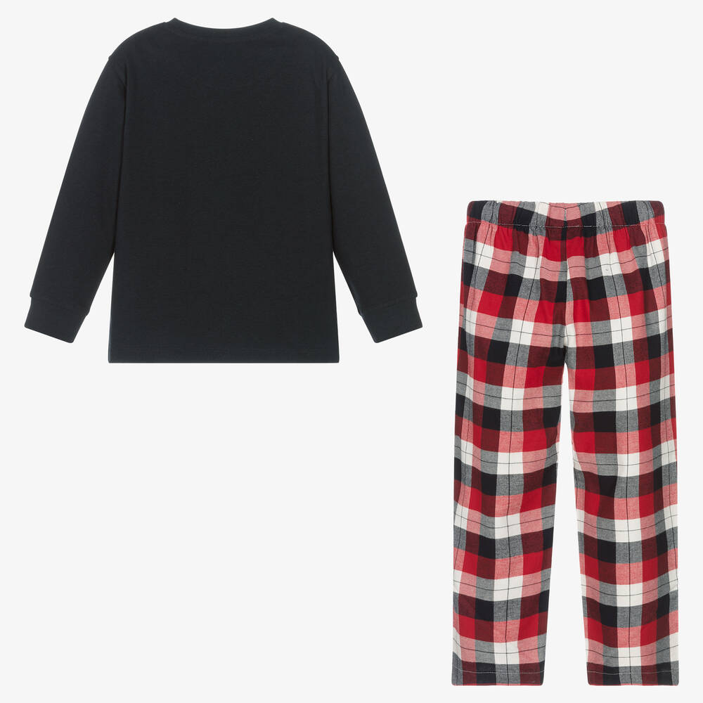 Mayoral-بيجاما قطن جيرسي وتويل لون كحلي وأحمر للأولاد | Childrensalon Outlet