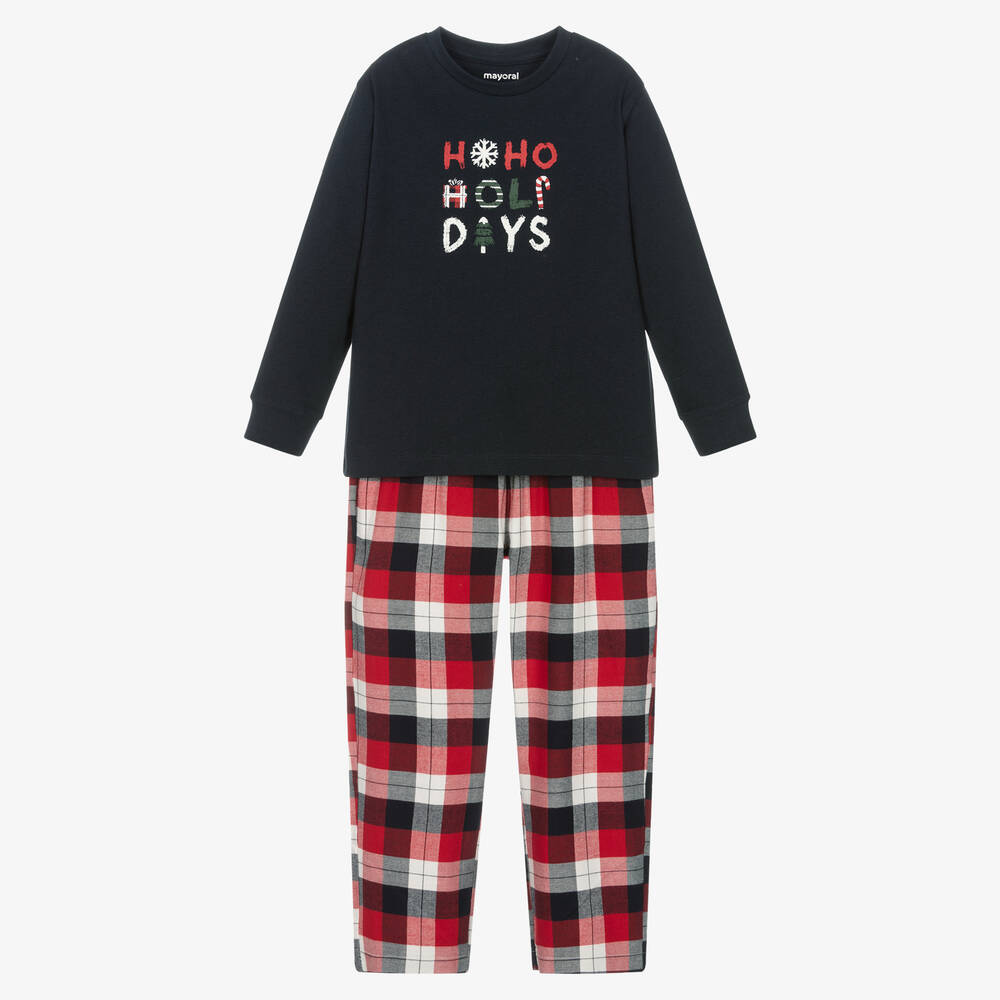 Mayoral - Pyjama de Noël coton bleu et rouge | Childrensalon