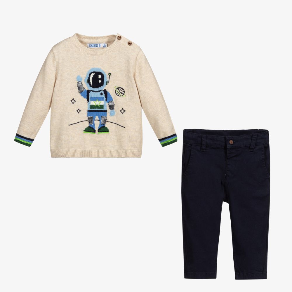 Mayoral-Топ с роботом и синие брюки для мальчиков | Childrensalon Outlet