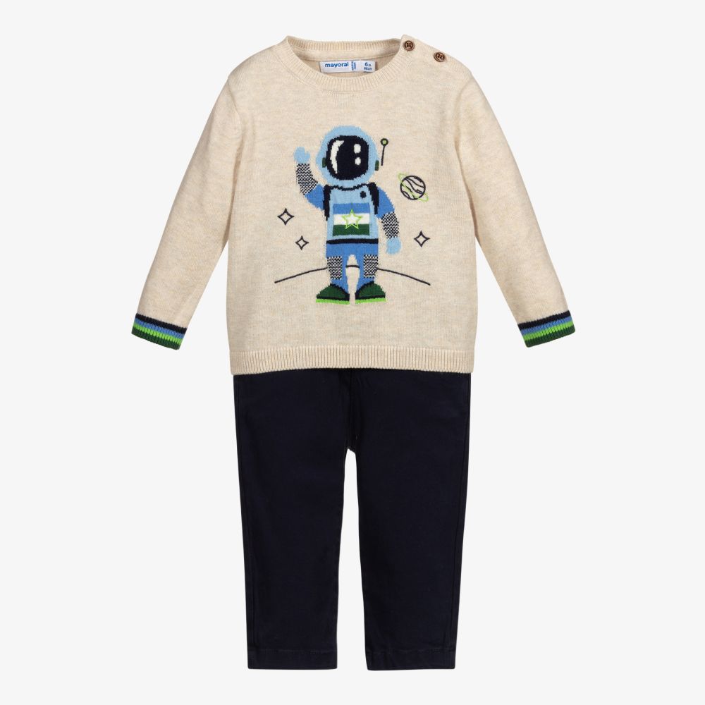 Mayoral - Топ с роботом и синие брюки для мальчиков  | Childrensalon