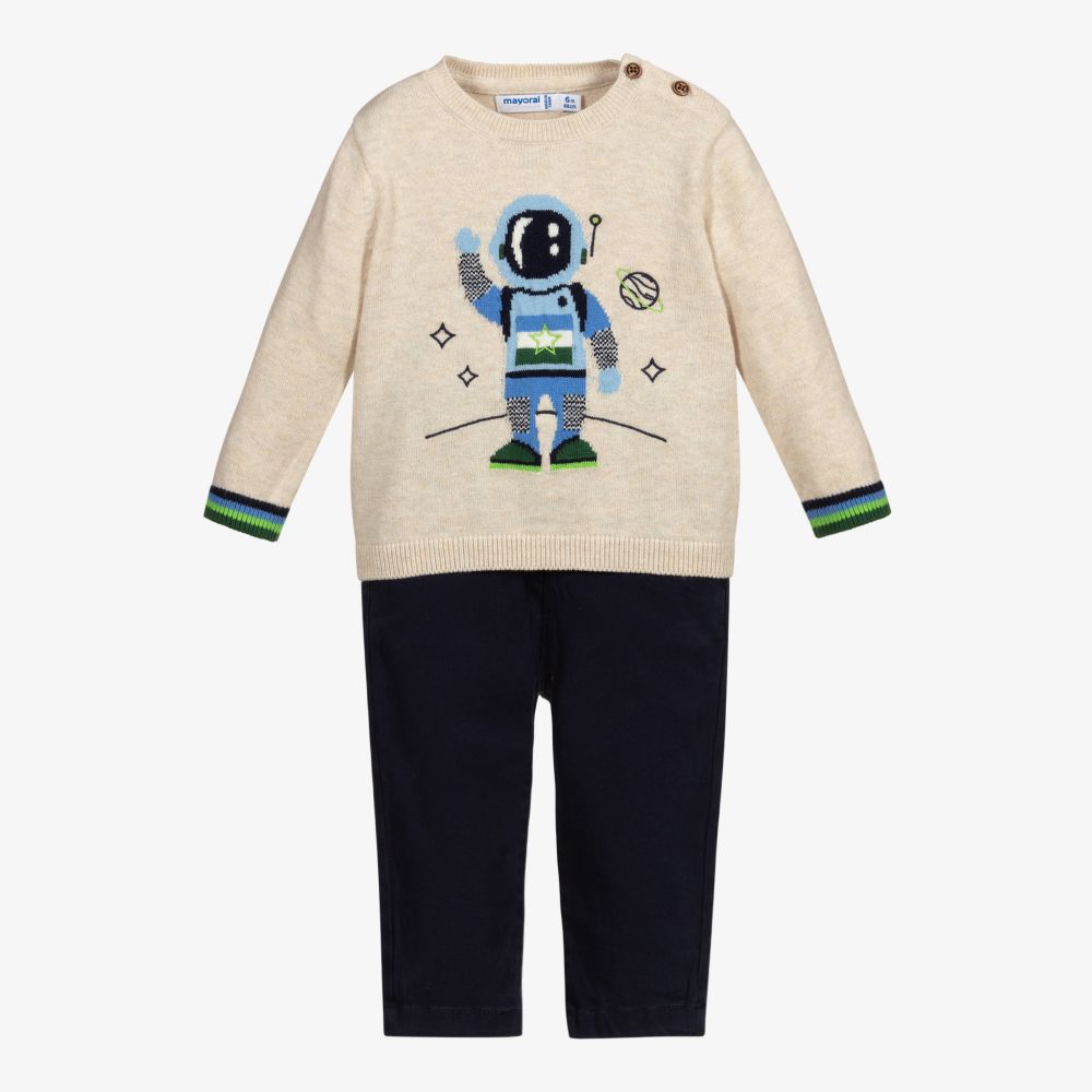 Mayoral - Ensemble pantalon bleu Robot Garçon  | Childrensalon