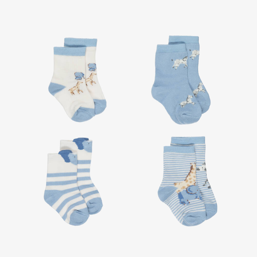 Mayoral Newborn-Boys Blue Safari Sock Set | Childrensalon Outlet