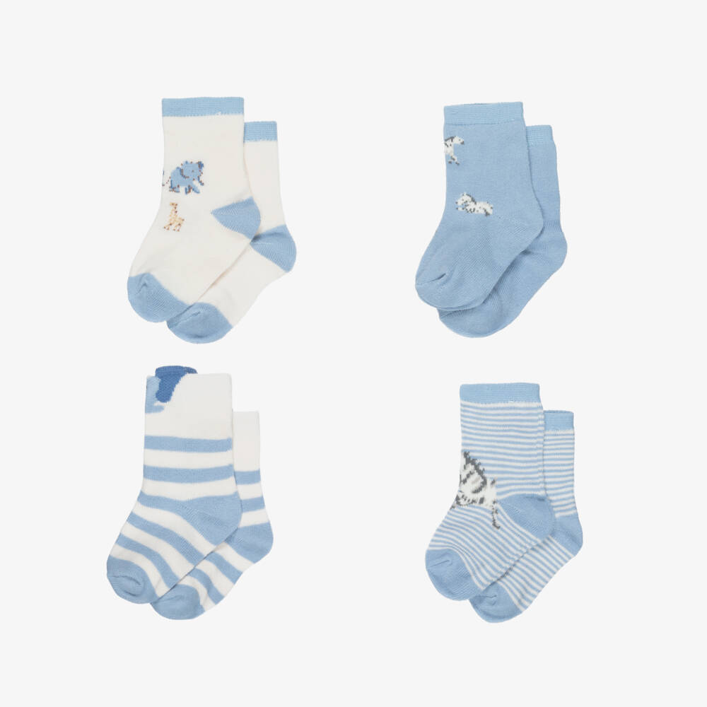 Mayoral Newborn-Boys Blue Safari Sock Set | Childrensalon Outlet