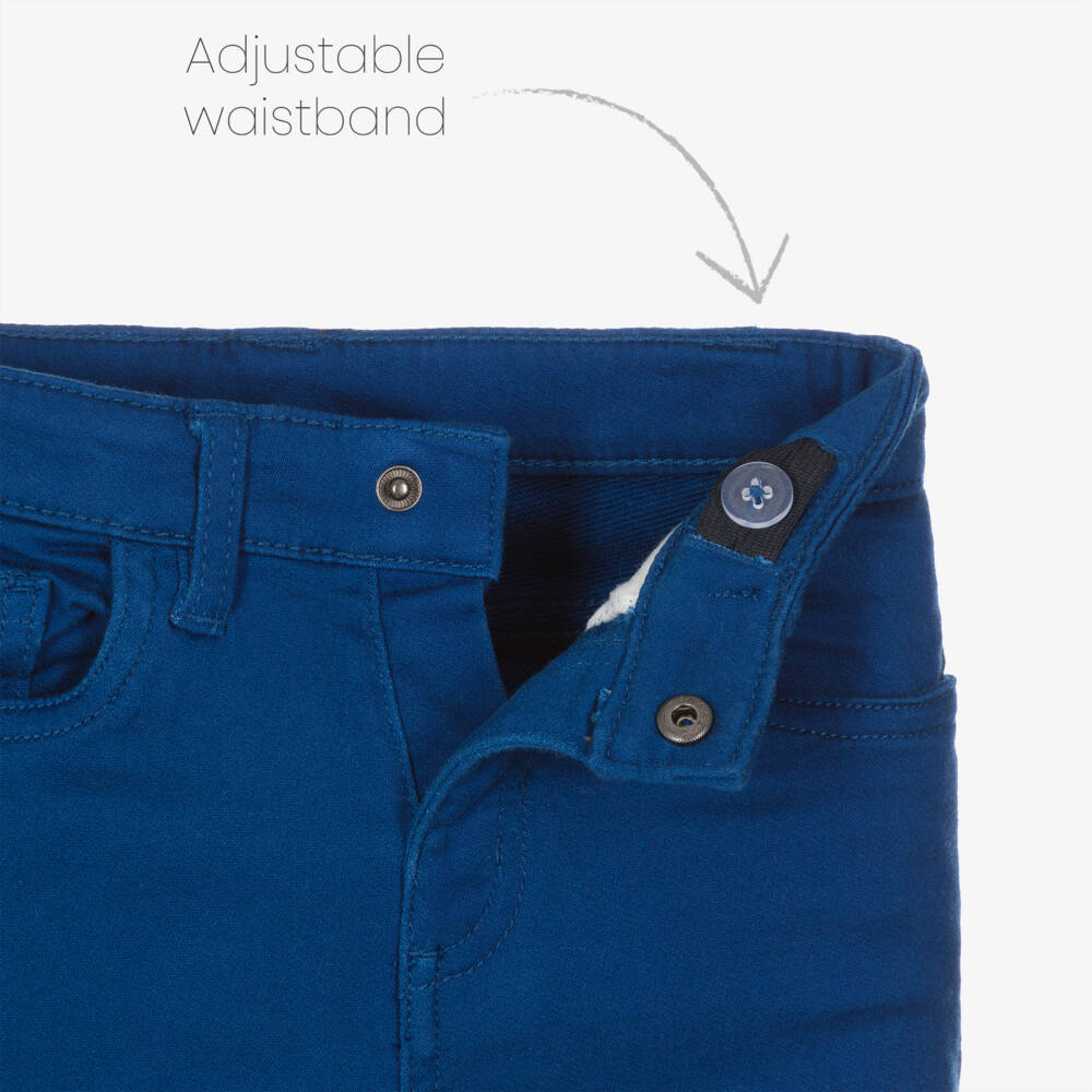 Mayoral-Boys Blue Stretchy Twill Trousers | Childrensalon Outlet