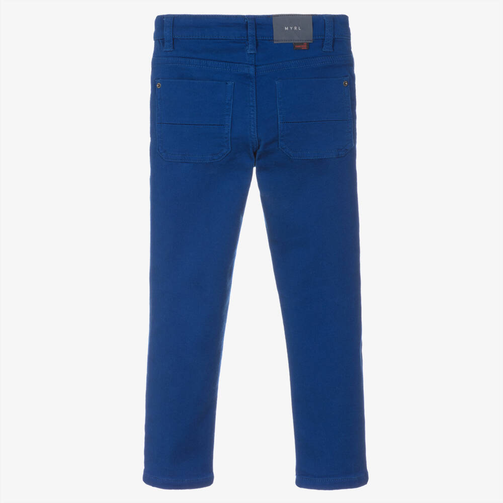 Mayoral-Boys Blue Stretchy Twill Trousers | Childrensalon Outlet