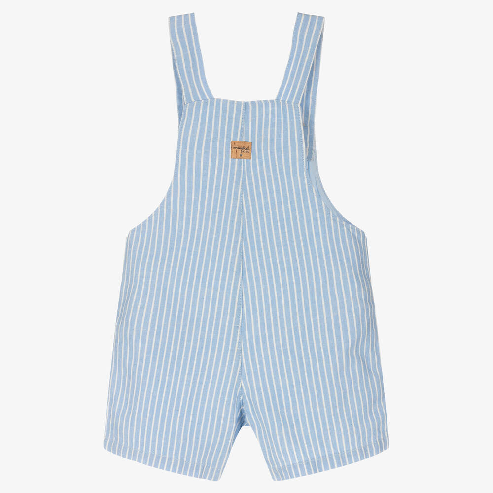 Mayoral Boys Blue Stripe Cotton Linen Dungarees