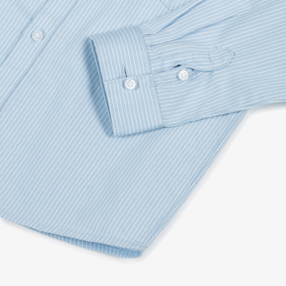 Mayoral-Мягкая голубая рубашка в полоску для мальчиков | Childrensalon Outlet