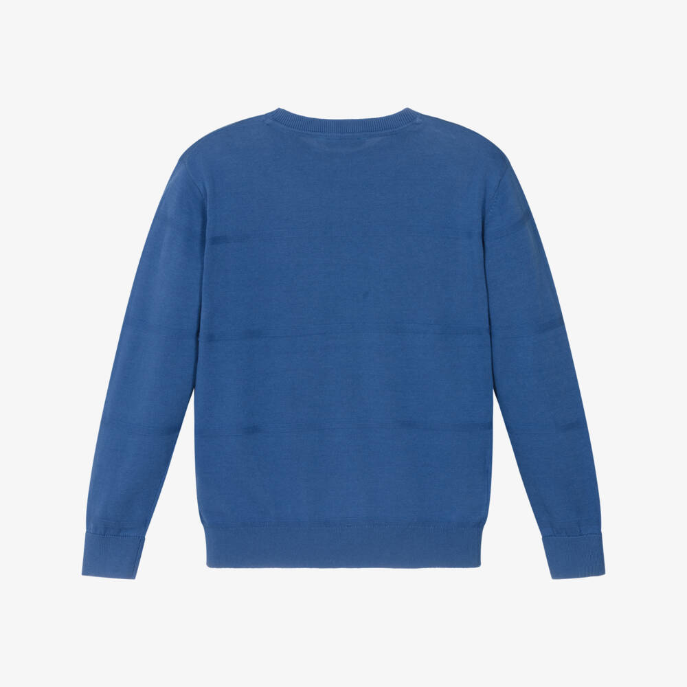Mayoral Nukutavake-Boys Blue Striped Cotton Pullover | Childrensalon Outlet