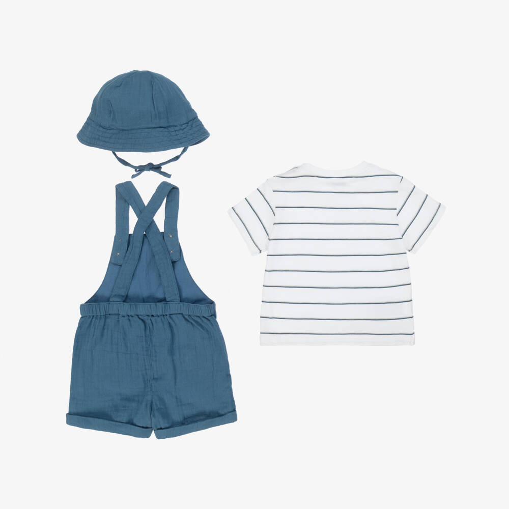 Mayoral-طقم قطني مخطط أزرق للأولاد | Childrensalon Outlet