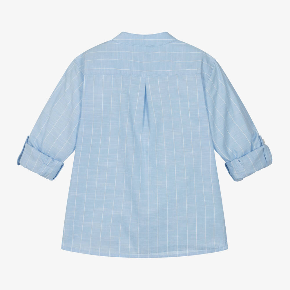 مايورال-قميص قطن مقلم لون أزرق فاتح للأولاد | Childrensalon Outlet