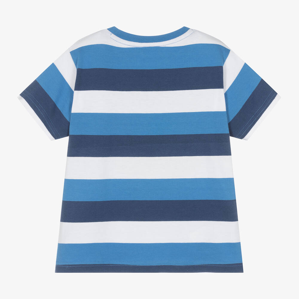 Mayoral-Boys Blue Striped Cotton Wave T-Shirt | Childrensalon Outlet