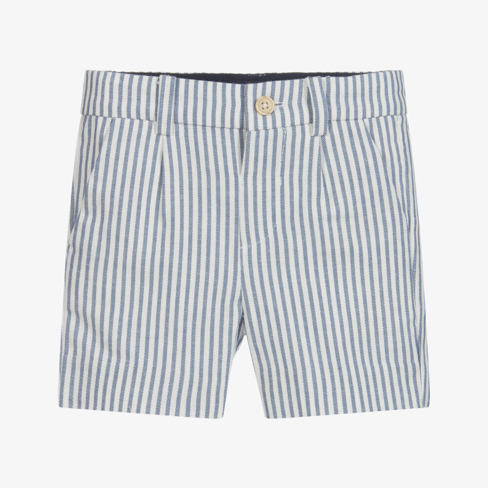 Mayoral-شورت أطفال ولادي قطن و كتّان لون أزرق و أبيض | Childrensalon Outlet