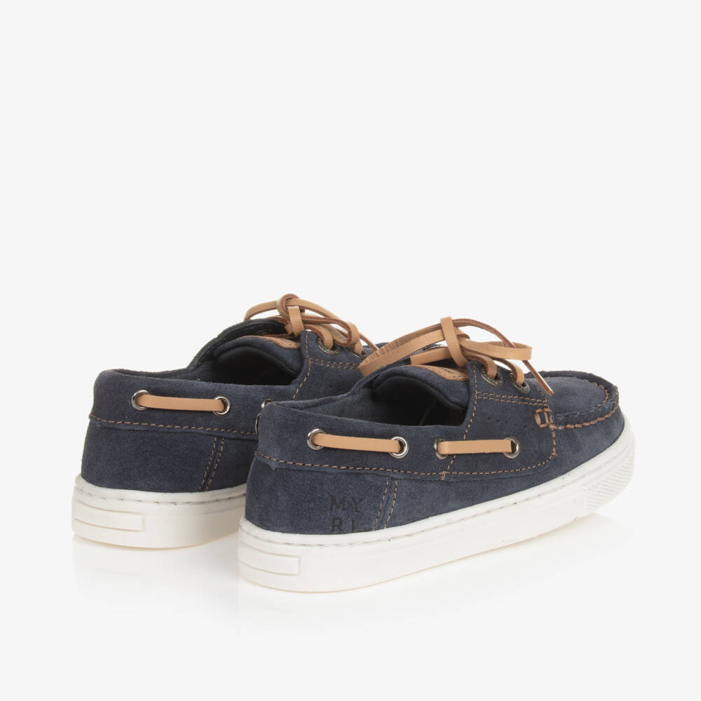 Mayoral-Boys Blue Suede Boat Shoes | Childrensalon Outlet