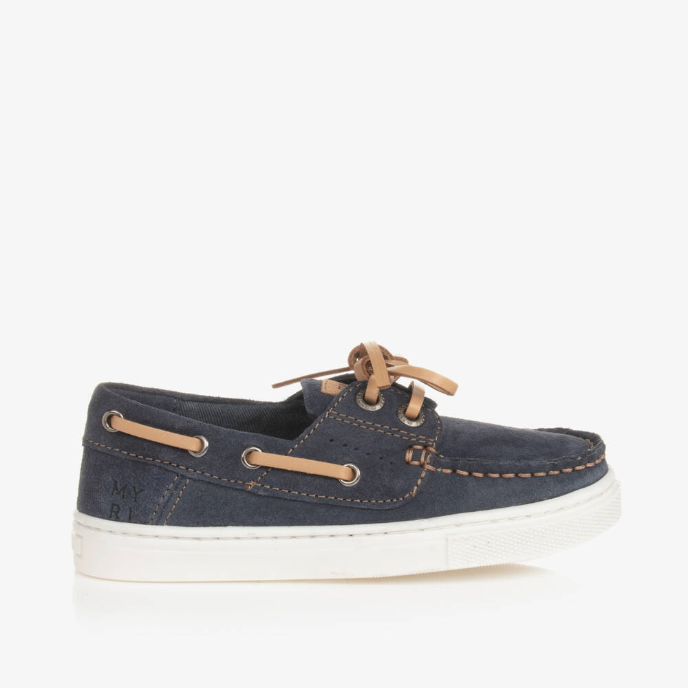 Mayoral-Boys Blue Suede Boat Shoes | Childrensalon Outlet