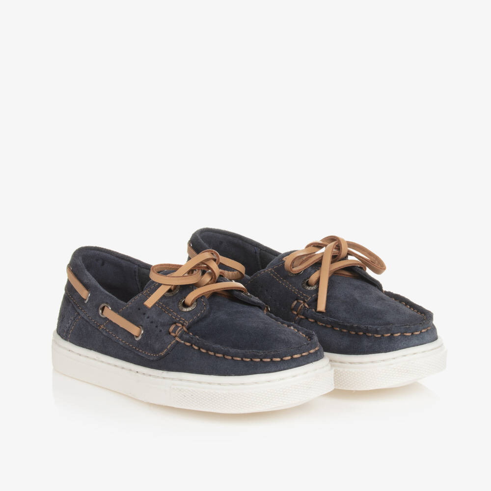 Mayoral-Boys Blue Suede Boat Shoes | Childrensalon Outlet