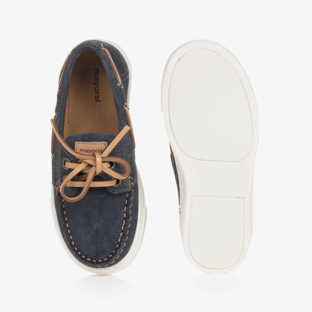 Mayoral-Boys Blue Suede Boat Shoes | Childrensalon Outlet