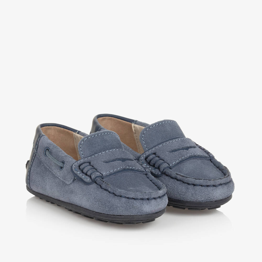 Mayoral-Boys Blue Suede Moccasin Shoes | Childrensalon Outlet