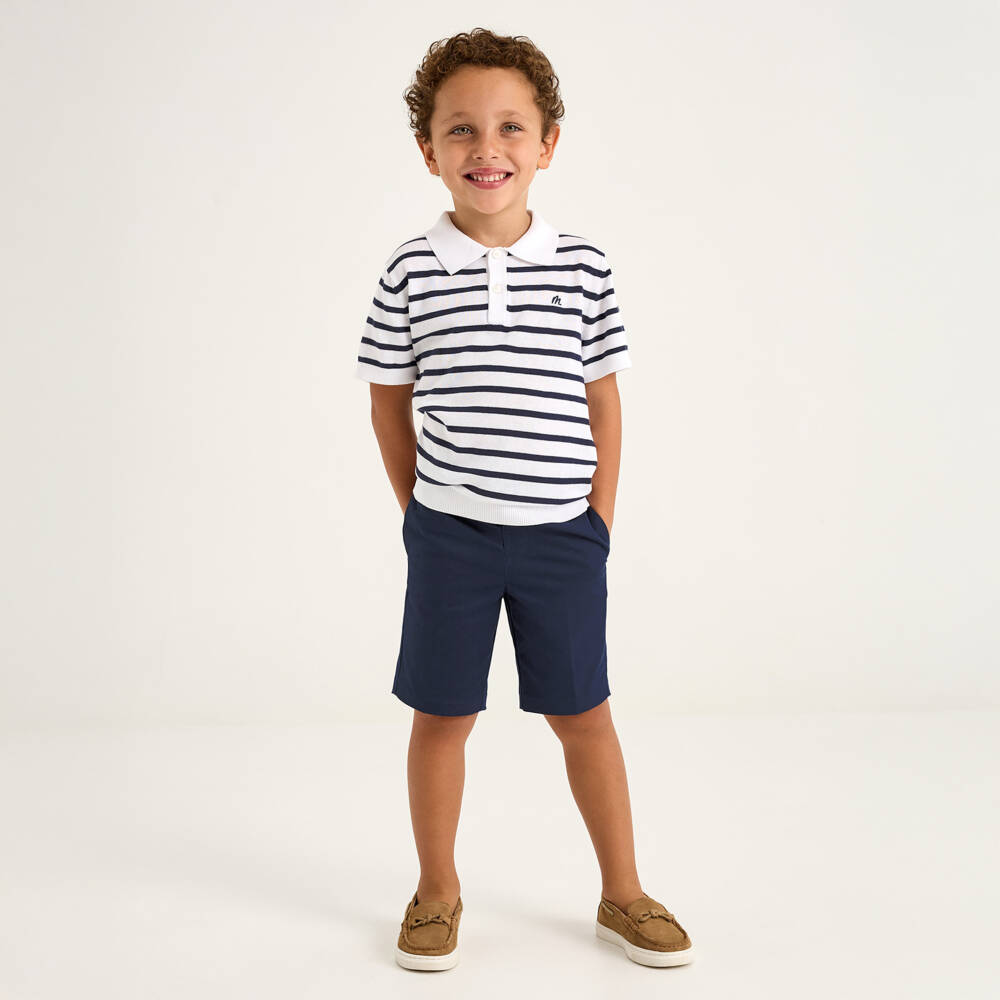 Mayoral-Boys Blue Tailored Cotton Shorts | Childrensalon Outlet
