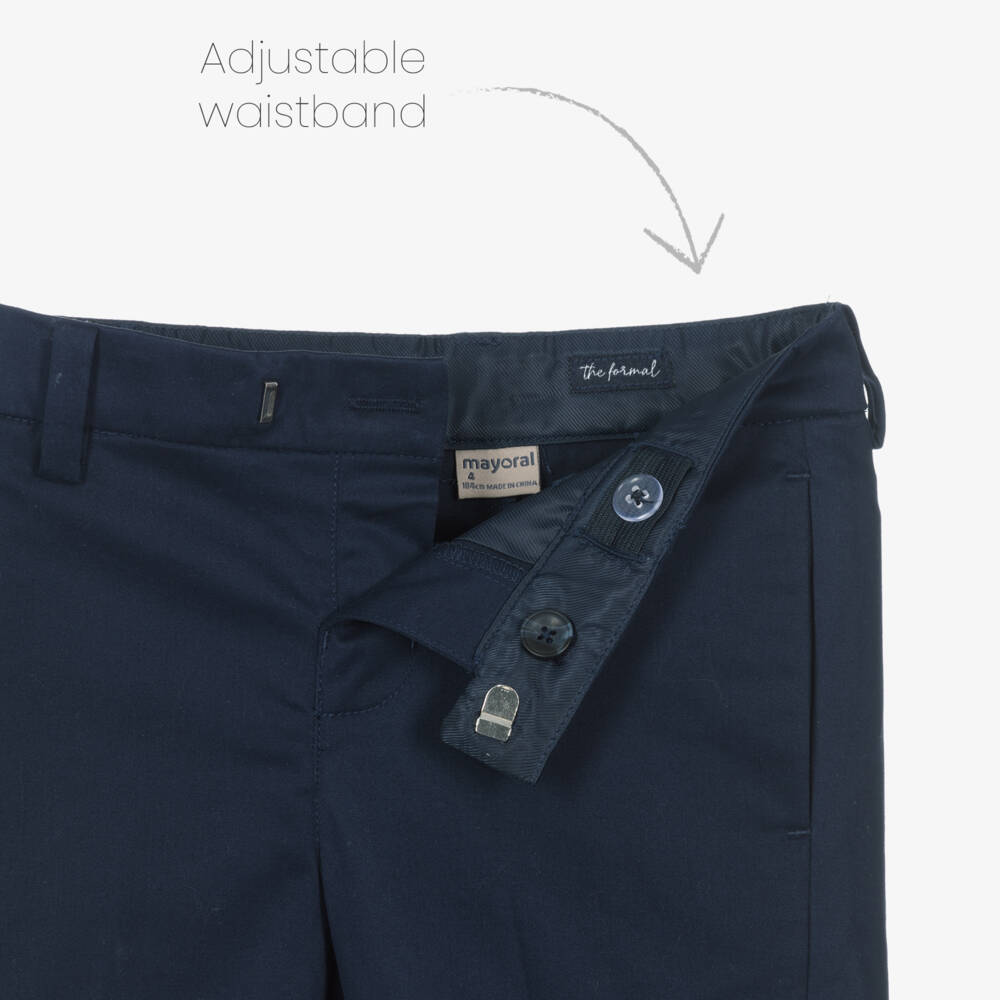 Mayoral-Boys Blue Tailored Cotton Shorts | Childrensalon Outlet