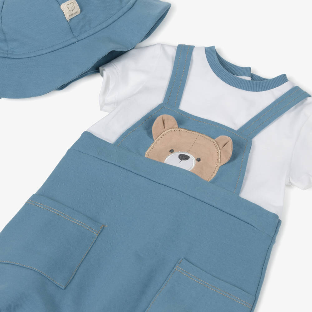 Mayoral Newborn-طقم رومبر أزرق للأولاد مع دمية دب | Childrensalon Outlet
