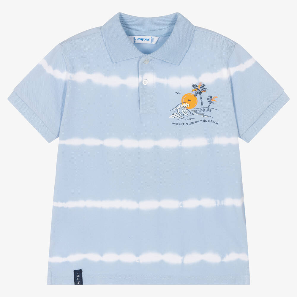 Mayoral - Polo bleu en coton tie & dye garçon | Childrensalon