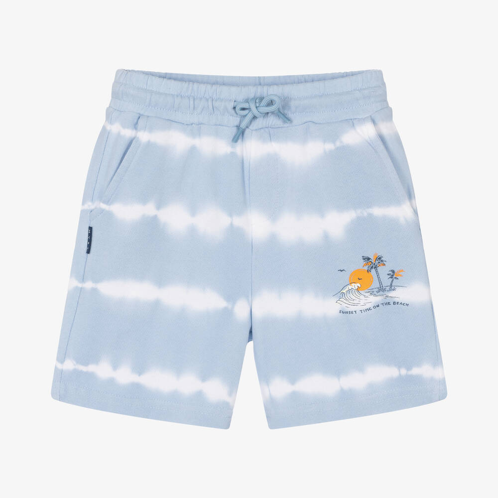 Mayoral - Boys Blue Tie-Dye Cotton Shorts | Childrensalon