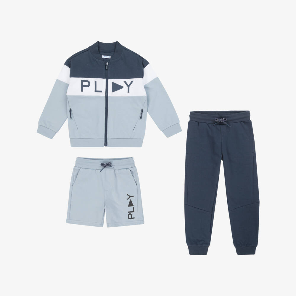 Mayoral-Boys Blue Tonal Tracksuit Ensemble | Childrensalon Outlet