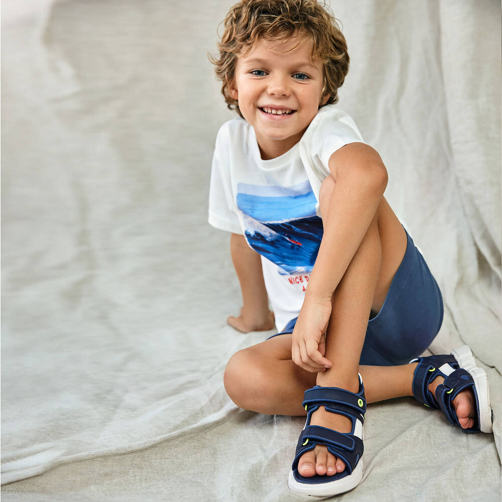 Mayoral-Boys Blue Velcro Sandals | Childrensalon Outlet