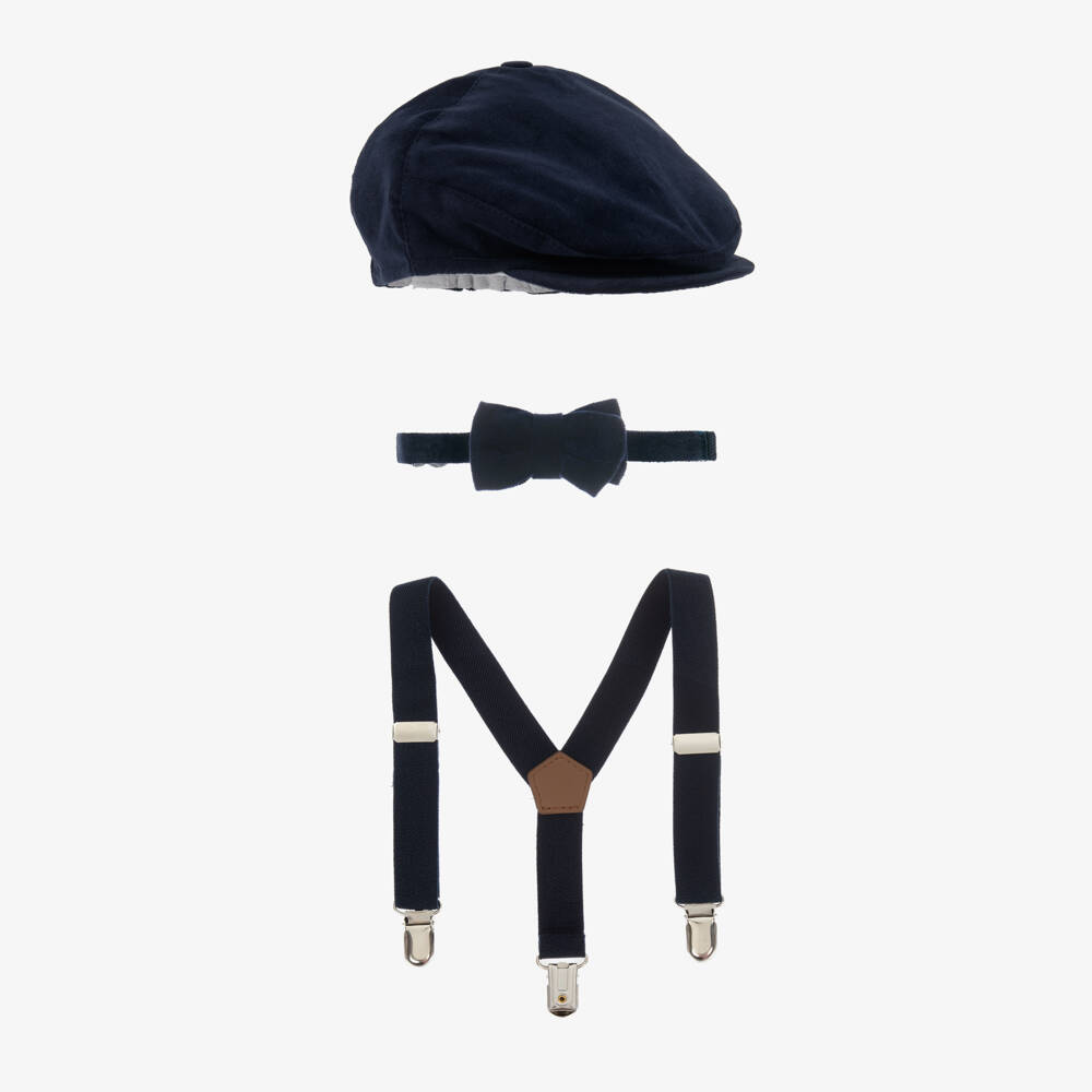 Mayoral Newborn-Boys Blue Velvet Hat Ensemble | Childrensalon Outlet