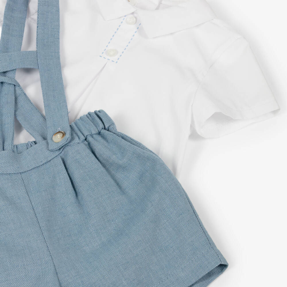 Mayoral Newborn-Boys Blue & White Cotton Ensemble | Childrensalon Outlet