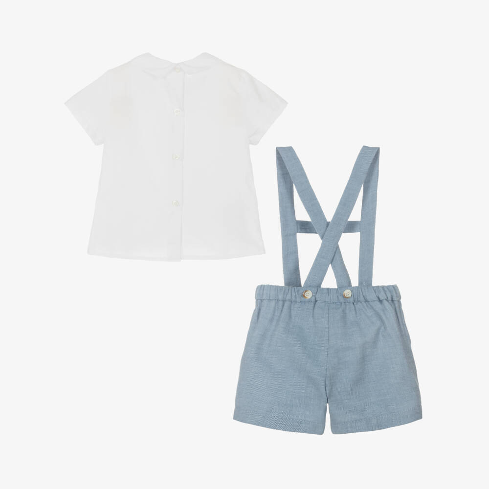 Mayoral Newborn-Boys Blue & White Cotton Ensemble | Childrensalon Outlet