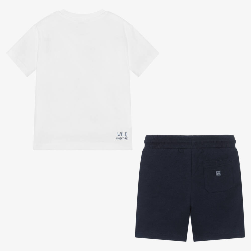 Mayoral-Boys Blue & White Cotton Short Set | Childrensalon Outlet