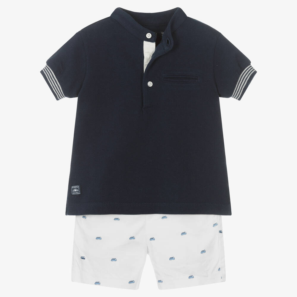 Mayoral - Camper-Shorts-Set in Blau und Weiß  | Childrensalon