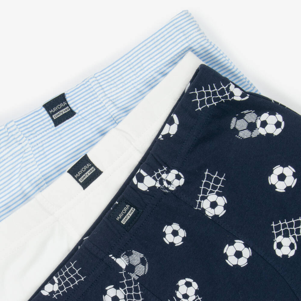 Mayoral-Boys Blue & White Football Shorts | Childrensalon Outlet