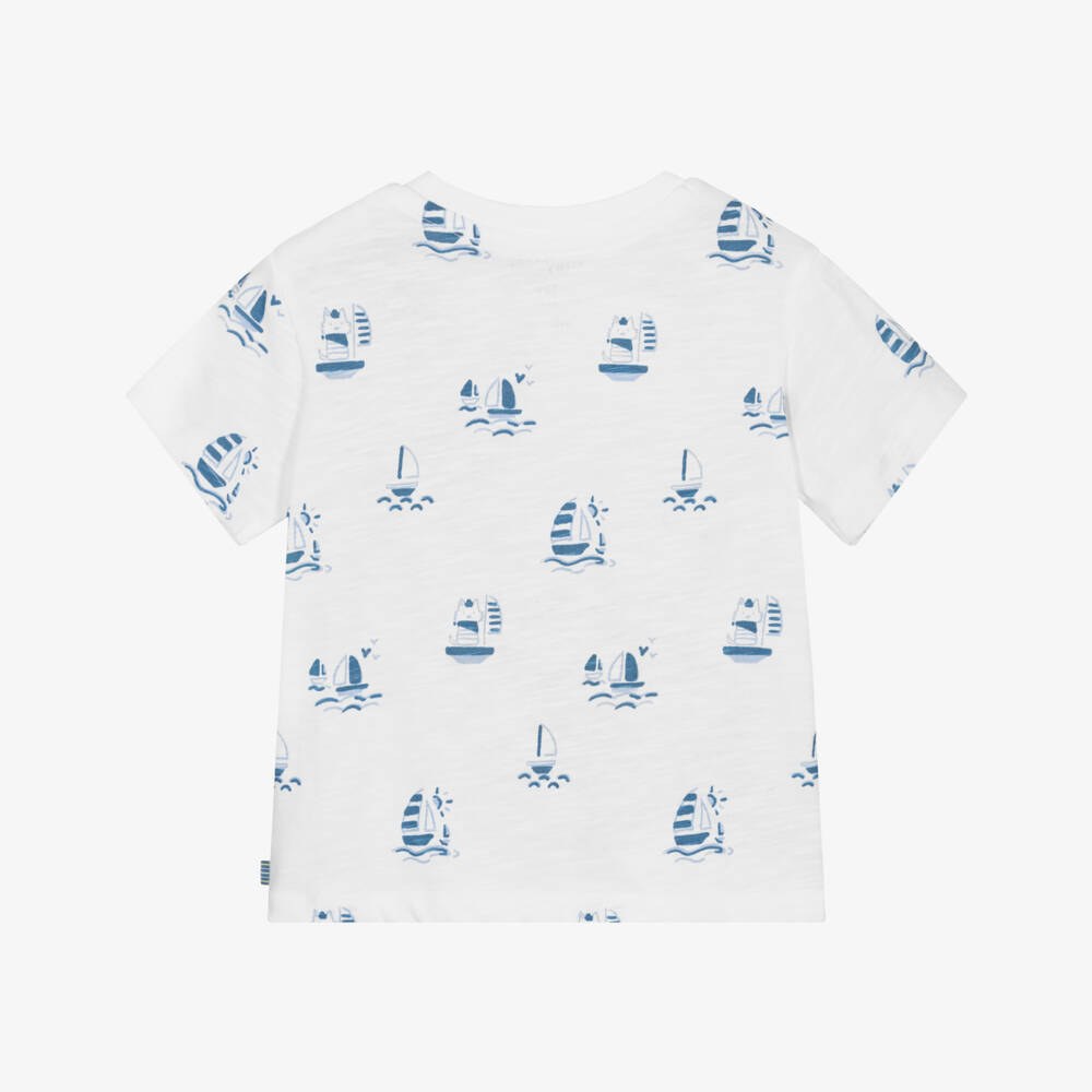 Mayoral-Футболка для мальчиков синий и белый с парусным принтом | Childrensalon Outlet