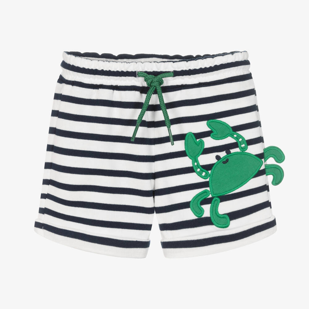 Mayoral - Boys Blue & White Stripe Cotton Shorts | Childrensalon