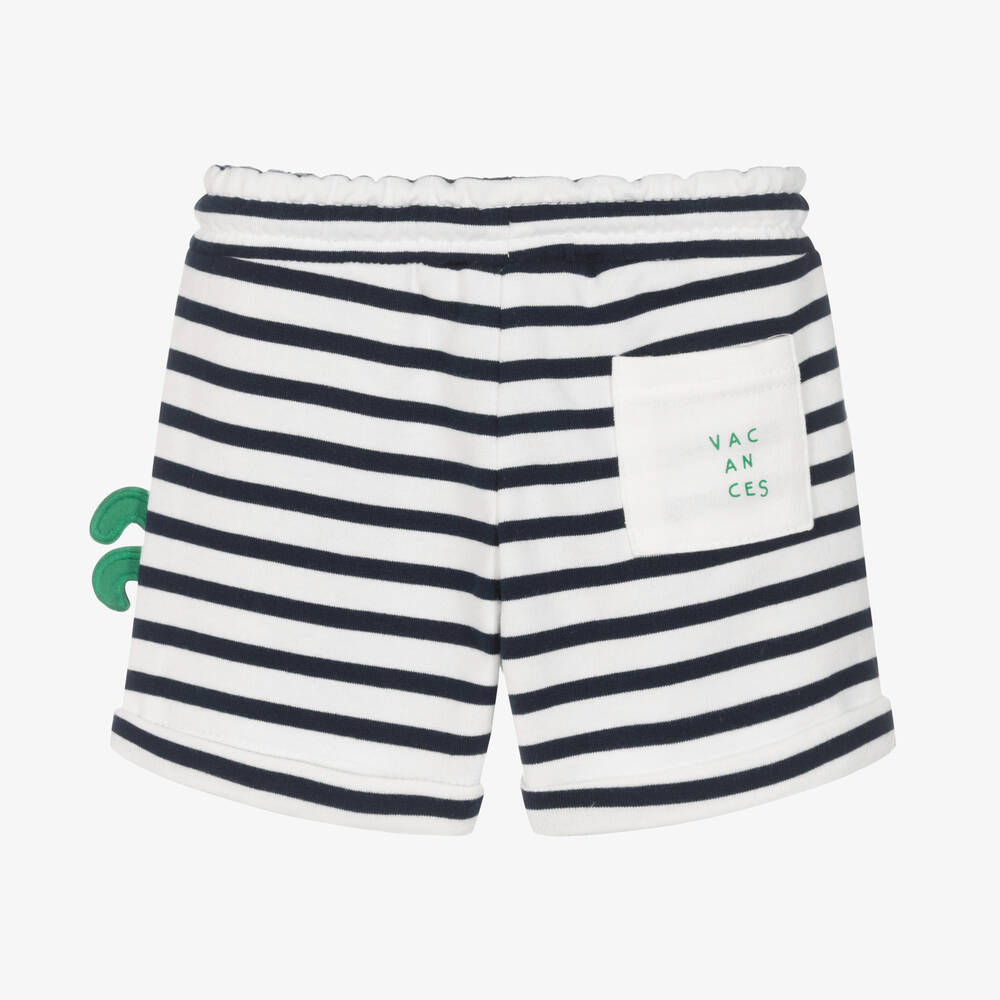 Mayoral-Boys Blue & White Stripe Cotton Shorts | Childrensalon Outlet