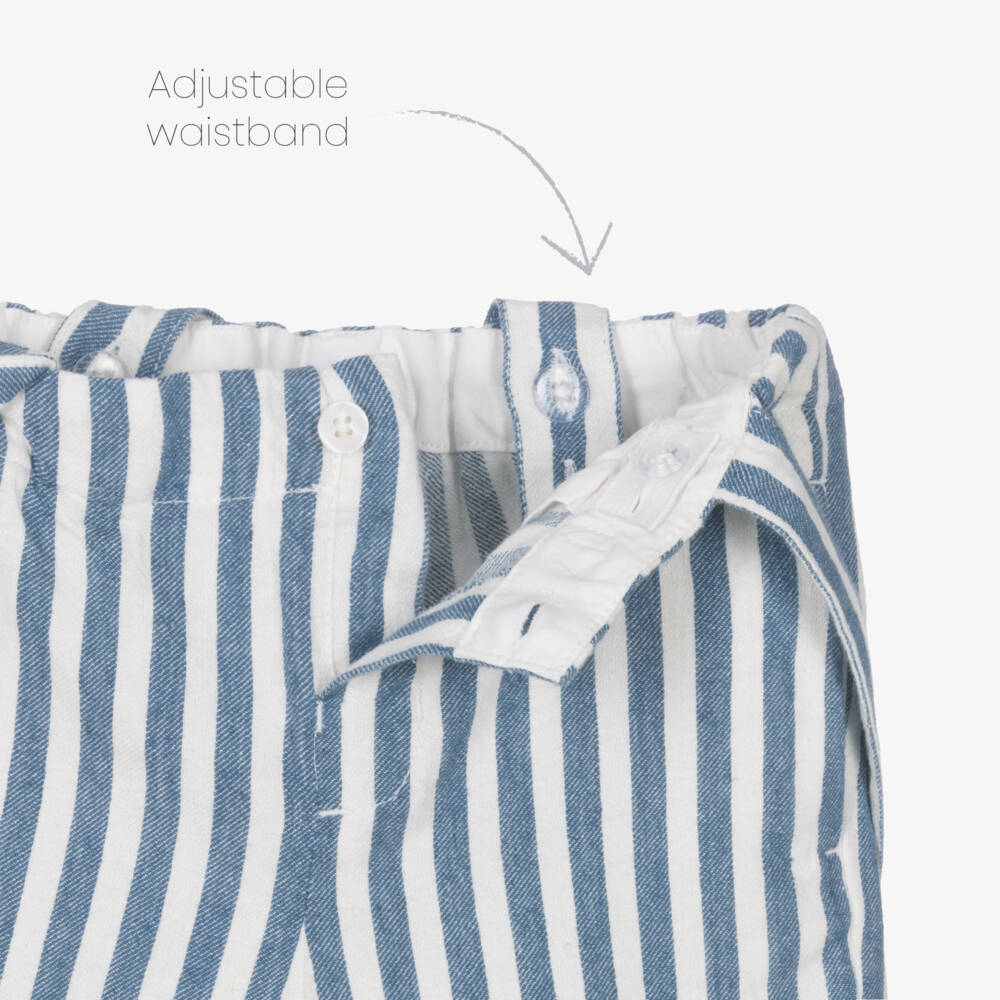 Mayoral-Boys Blue & White Striped Ensemble | Childrensalon Outlet
