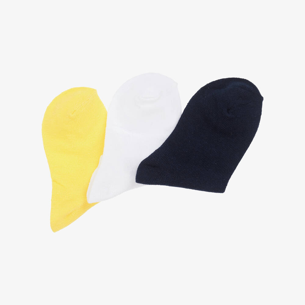 Mayoral-Boys Blue & Yellow Cotton Socks (3 Pack) | Childrensalon Outlet