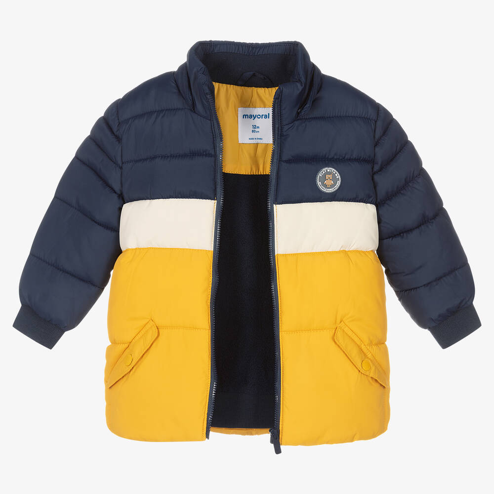 Blue and sales yellow puffer jacket