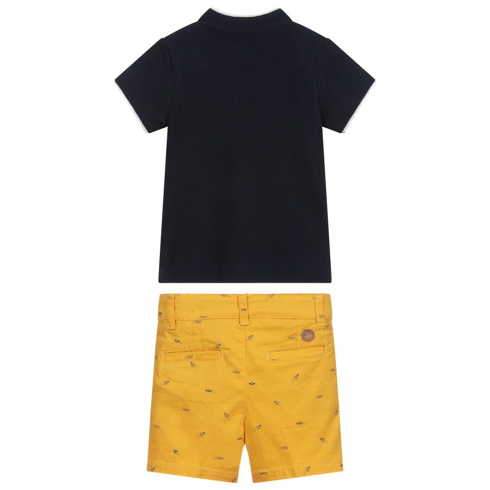 Mayoral-Синий топ и желтые шорты для мальчиков | Childrensalon Outlet