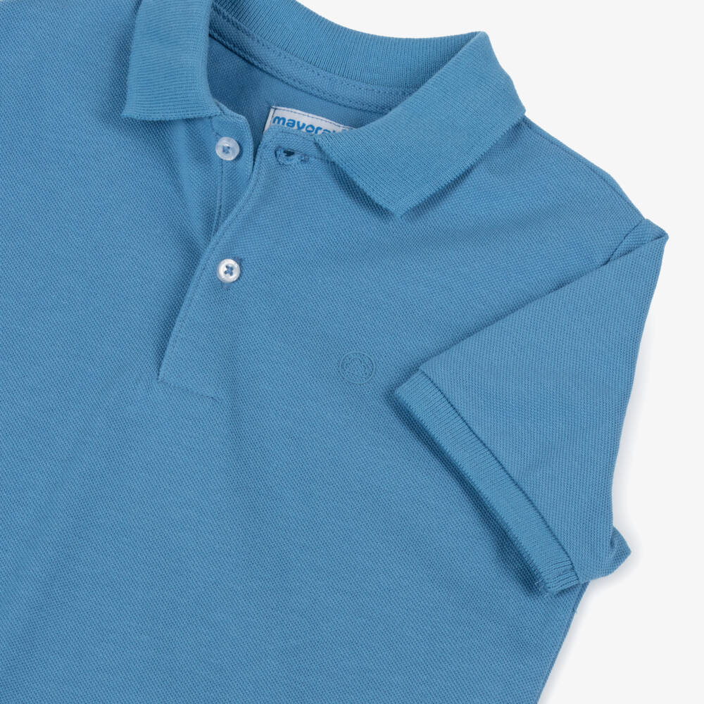 Mayoral-Boys Breezy Blue Cotton Polo | Childrensalon Outlet