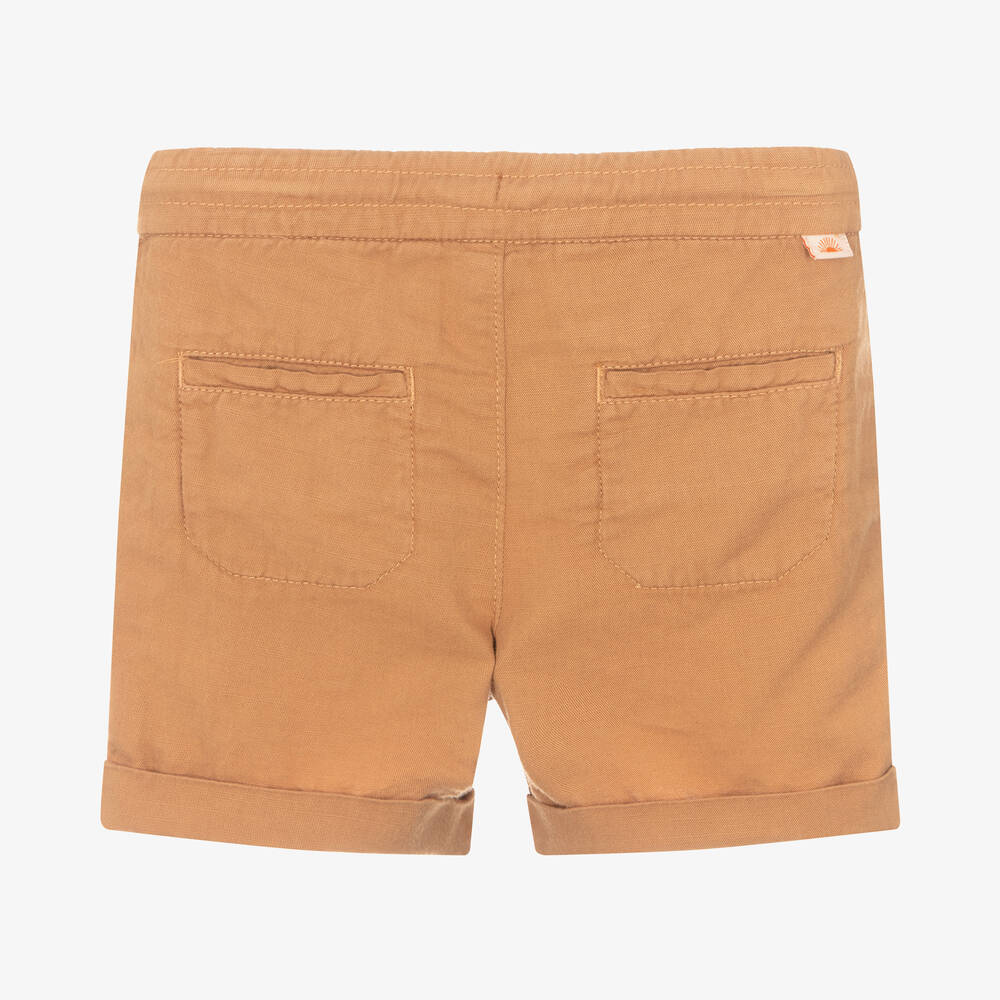 Mayoral-Boys Brown Cotton & Linen Shorts | Childrensalon Outlet